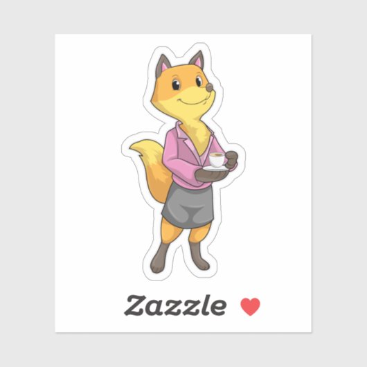 Fox as Secretary with Coffee Cup Sticker (Vel)