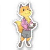 Fox as Secretary with Coffee Cup Sticker (Voorkant)