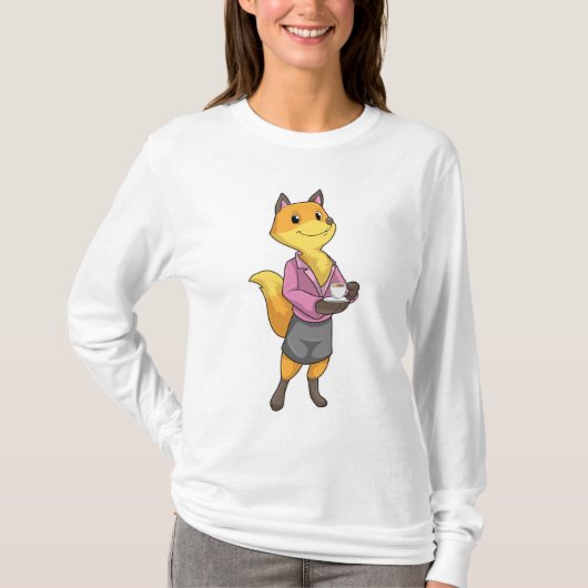 Fox as Secretary with Coffee Cup T-shirt (Voorkant)