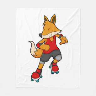 Fox as Skater with Roller skates Fleece Deken