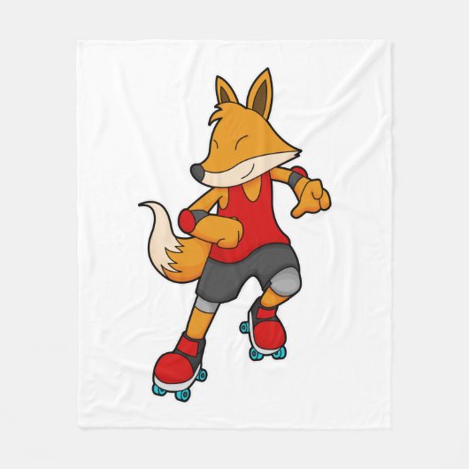 Fox as Skater with Roller skates Fleece Deken (Voorkant)
