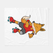 Fox as Skater with Roller skates Fleece Deken (Voorkant (Horizontaal))