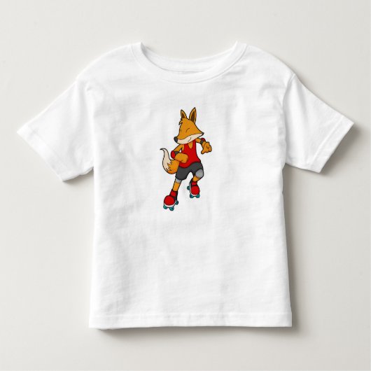 Fox as Skater with Roller skates Kinder Shirts (Voorkant)