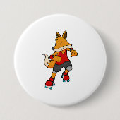 Fox as Skater with Roller skates Ronde Button 7,6 Cm (Voorkant)