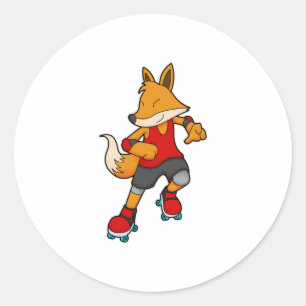 Fox as Skater with Roller skates Ronde Sticker
