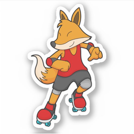 Fox as Skater with Roller skates Sticker (Voorkant)