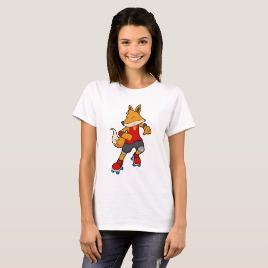 Fox as Skater with Roller skates T-shirt (Voorkant volledig)