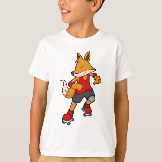 Fox as Skater with Roller skates T-shirt (Voorkant)