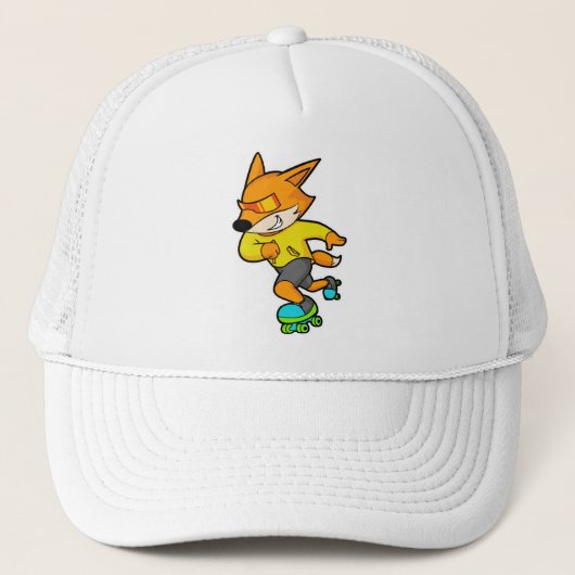 Fox as Skater with Roller skates Trucker Pet (Voorkant)