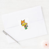 Fox as Skater with Roller skates Vierkante Sticker (Envelop)