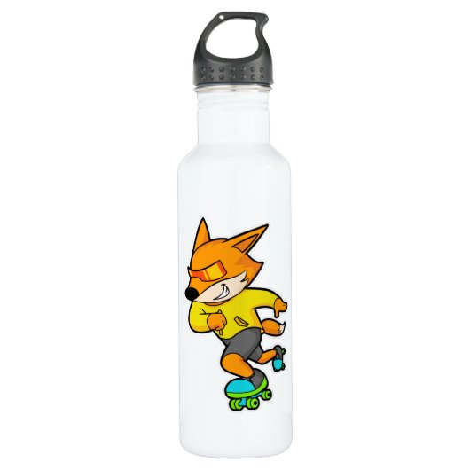 Fox as Skater with Roller skates Waterfles (Voorkant)