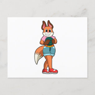 Fox at Bowling with Bowling ball Briefkaart