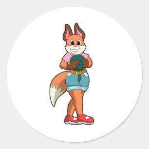 Fox at Bowling with Bowling ball Ronde Sticker
