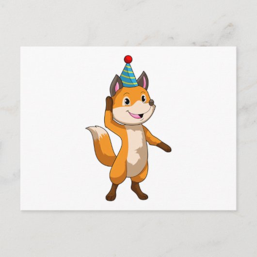Fox at Party with Party hat Briefkaart (Voorkant)