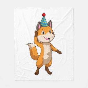 Fox at Party with Party hat Fleece Deken