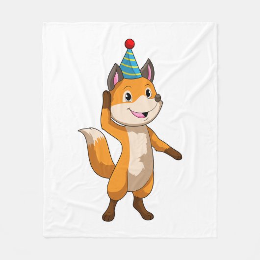 Fox at Party with Party hat Fleece Deken (Voorkant)
