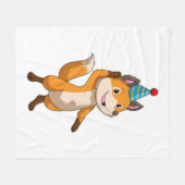 Fox at Party with Party hat Fleece Deken (Voorkant (Horizontaal))