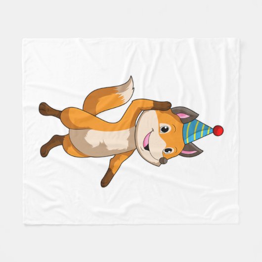 Fox at Party with Party hat Fleece Deken (Voorkant (Horizontaal))