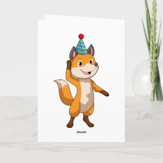 Fox at Party with Party hat Kaart (Achterkant)