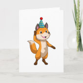 Fox at Party with Party hat Kaart (Voorkant)