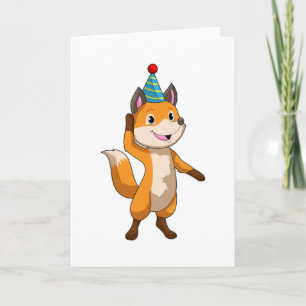 Fox at Party with Party hat Kaart