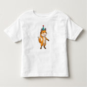Fox at Party with Party hat Kinder Shirts (Voorkant)