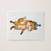 Fox at Party with Party hat Legpuzzel (Horizontaal)