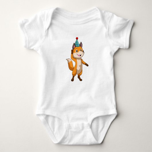 Fox at Party with Party hat Romper (Voorkant)
