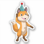 Fox at Party with Party hat Sticker (Voorkant)