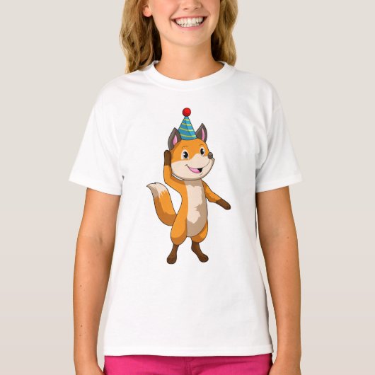 Fox at Party with Party hat T-shirt (Voorkant)