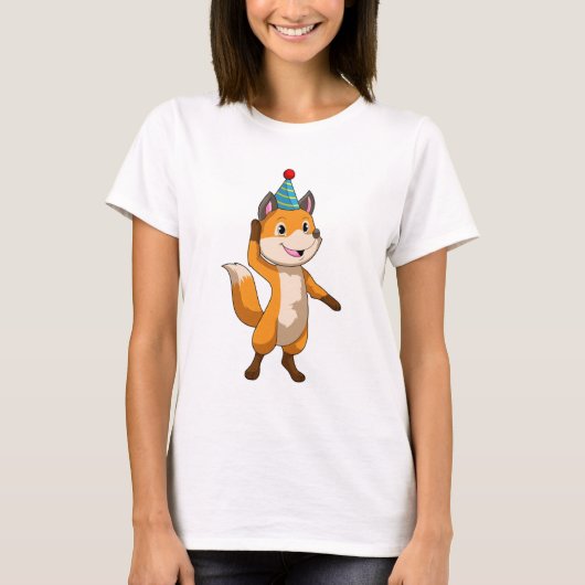Fox at Party with Party hat T-shirt (Voorkant)