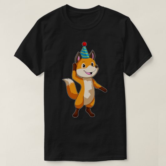 Fox at Party with Party hat T-shirt (Design voorkant)