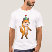 Fox at Party with Party hat T-shirt (Voorkant)