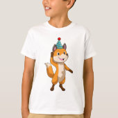 Fox at Party with Party hat T-shirt (Voorkant)