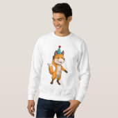 Fox at Party with Party hat Trui (Voorkant volledig)