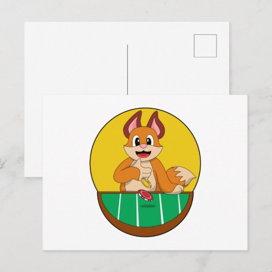 Fox at Poker with Poker chips Briefkaart (Voorkant / Achterkant)