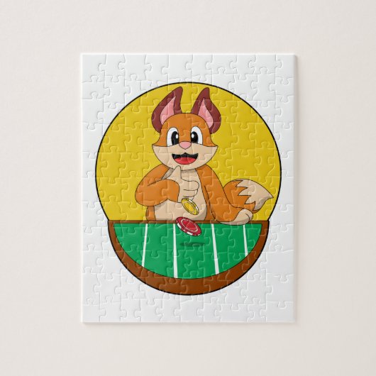 Fox at Poker with Poker chips Legpuzzel (Verticaal)