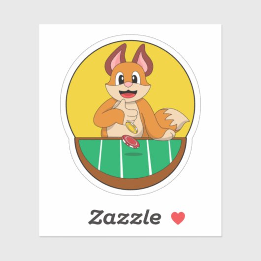 Fox at Poker with Poker chips Sticker (Vel)
