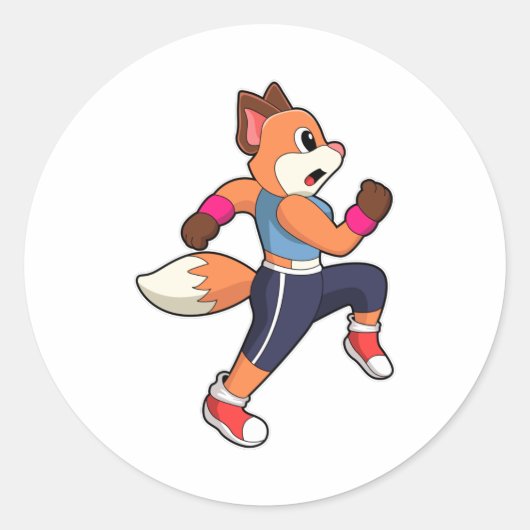 Fox at Running Ronde Sticker (Voorkant)