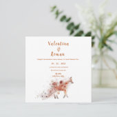 Fox & Autumn Florals Wedding Invitation Kaart (Staand voorkant)