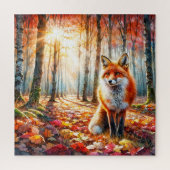 Fox Autumn Forest-Waterverf Legpuzzel (Verticaal)