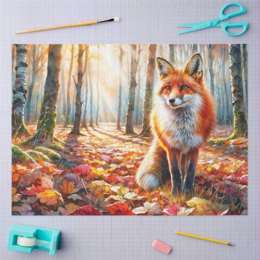 Fox Autumn Forest-Waterverf Tissuepapier (Craft)
