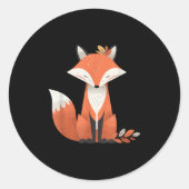 Fox Autumn Leaves Cute Animal Woodland Fall Nature Ronde Sticker (Voorkant)