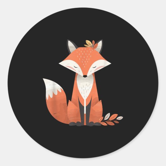 Fox Autumn Leaves Cute Animal Woodland Fall Nature Ronde Sticker (Voorkant)