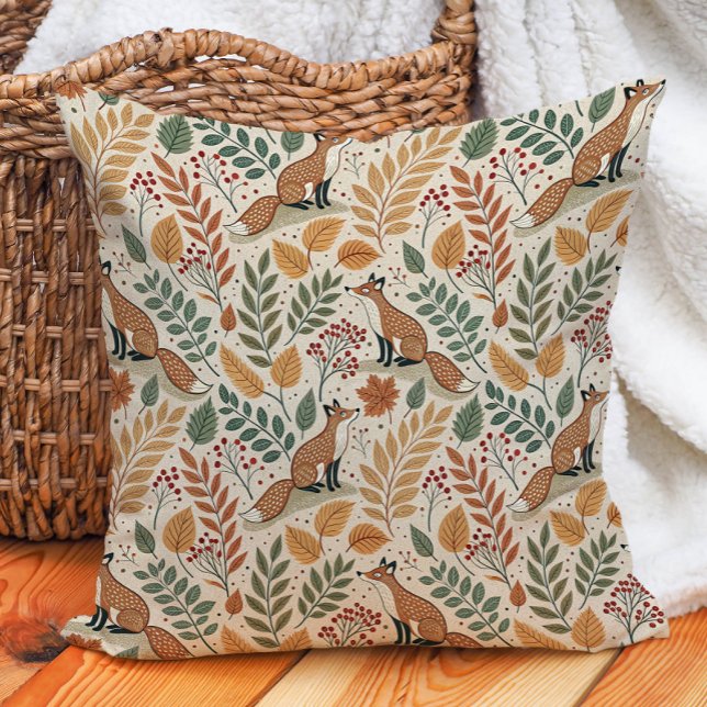 Fox Autumn verlaat Natuur Kussen (Fox and autumn leaves decorator pillow)