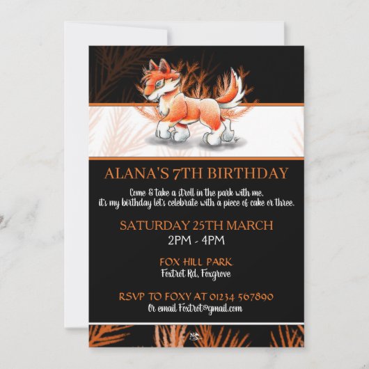 Fox Autumn Walk - Uitnodigingen voor de verjaardag (Voorkant)