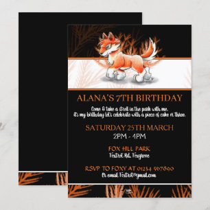 Fox Autumn Walk - Wildlife Birthday Invitations Kaart