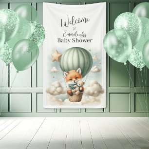 Fox Avontuur Ballon Baby Shower Verticale Welkom Spandoek