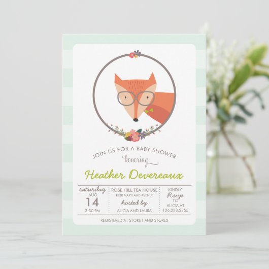 Fox Baby Boy Baby shower Kaart (Staand voorkant)