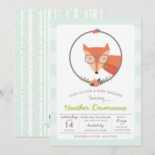 Fox Baby Boy Baby shower Kaart (Voorkant / Achterkant)